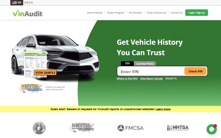 VinAudit homepage